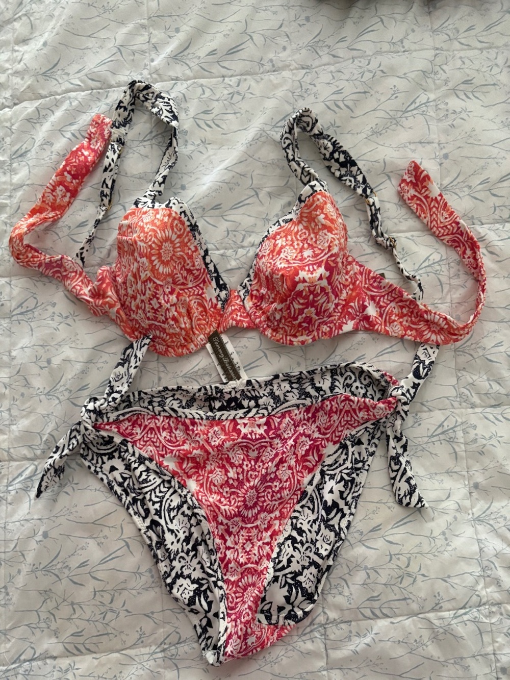 Tommy Bahama Bikini Orange Black & White S NEW